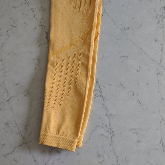 High Waisted Yellow Bright Yoga Leggings Tights - Picture 6 of 7